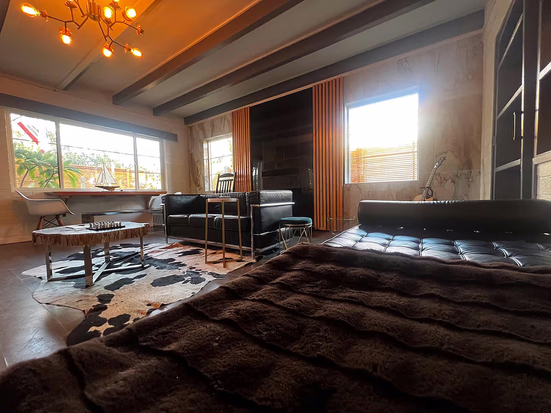 Black marble fireplace